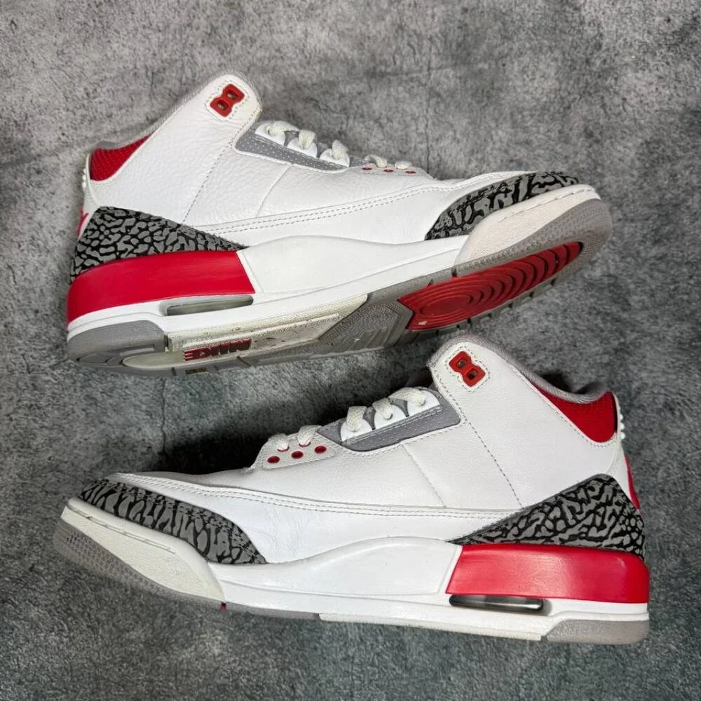 Size 9.5 | Jordan 3 Fire Red No Box| Pre-Owned - Picture 6 of 8